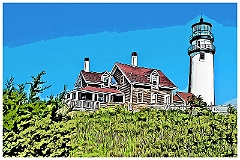 Evergreens Surround Highland Light - Digital Painting